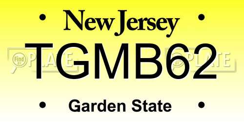 TGMB62 New Jersey License Plate