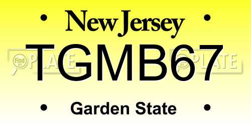 TGMB67 New Jersey License Plate