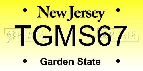TGMS67 New Jersey License Plate