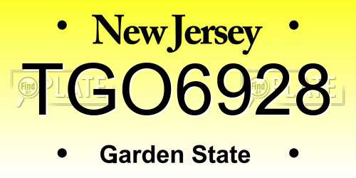 TGO6928 New Jersey License Plate