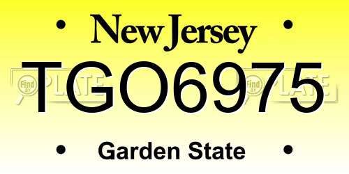 TGO6975 New Jersey License Plate