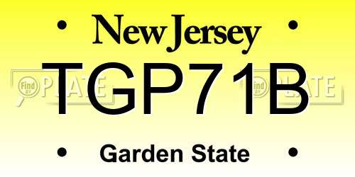 TGP71B New Jersey License Plate