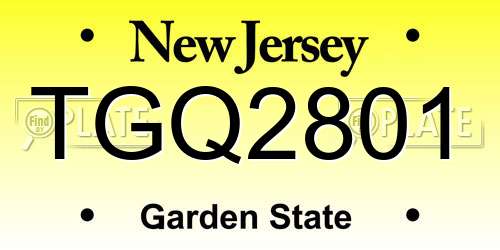 TGQ2801 New Jersey License Plate
