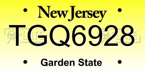 TGQ6928 New Jersey License Plate