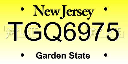 TGQ6975 New Jersey License Plate