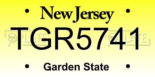 TGR5741 New Jersey License Plate