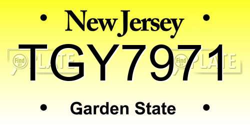 TGY7971 New Jersey License Plate