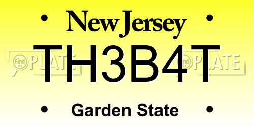 TH3B4T New Jersey License Plate
