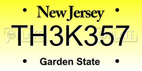 TH3K357 New Jersey License Plate