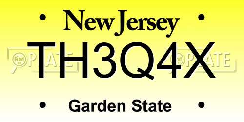TH3Q4X New Jersey License Plate