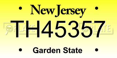 TH45357 New Jersey License Plate