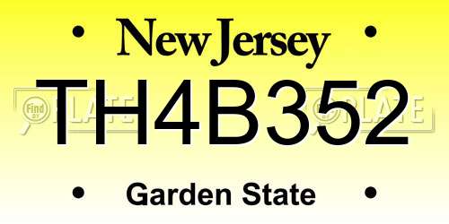 TH4B352 New Jersey License Plate