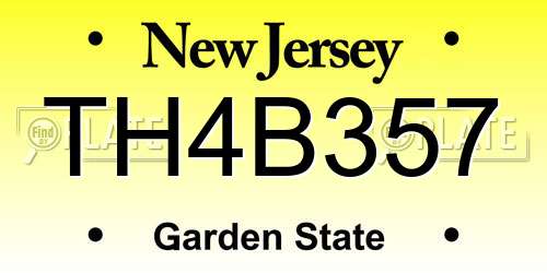 TH4B357 New Jersey License Plate