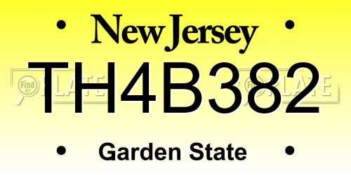 TH4B382 New Jersey License Plate