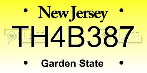 TH4B387 New Jersey License Plate