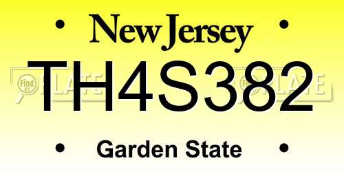 TH4S382 New Jersey License Plate
