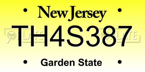 TH4S387 New Jersey License Plate