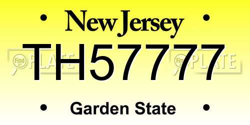 TH57777 New Jersey License Plate