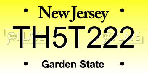 TH5T222 New Jersey License Plate