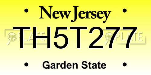 TH5T277 New Jersey License Plate