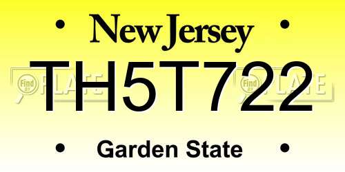 TH5T722 New Jersey License Plate