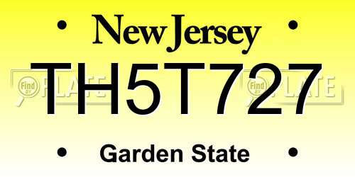 TH5T727 New Jersey License Plate
