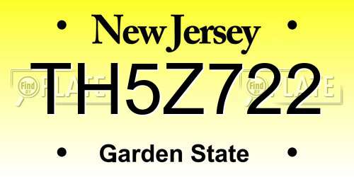 TH5Z722 New Jersey License Plate