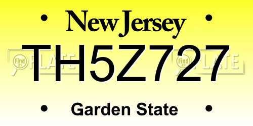 TH5Z727 New Jersey License Plate
