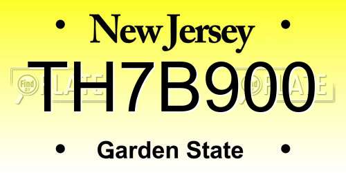 TH7B900 New Jersey License Plate