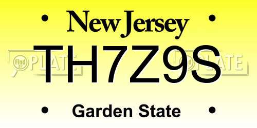 TH7Z9S New Jersey License Plate