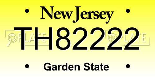 TH82222 New Jersey License Plate
