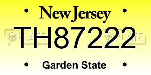 TH87222 New Jersey License Plate