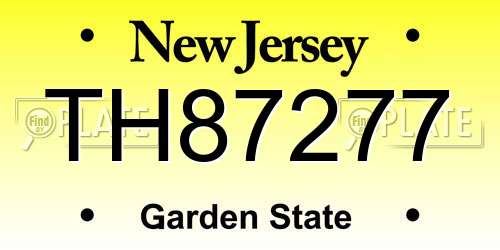 TH87277 New Jersey License Plate