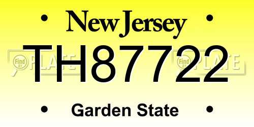 TH87722 New Jersey License Plate