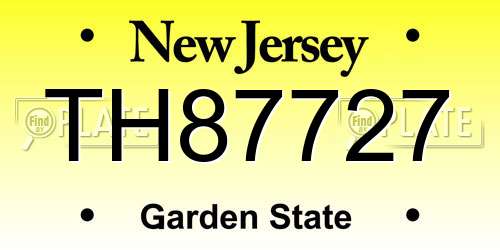 TH87727 New Jersey License Plate