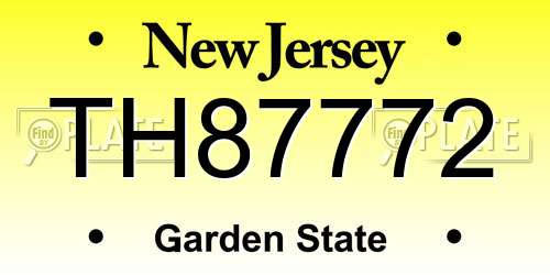 TH87772 New Jersey License Plate