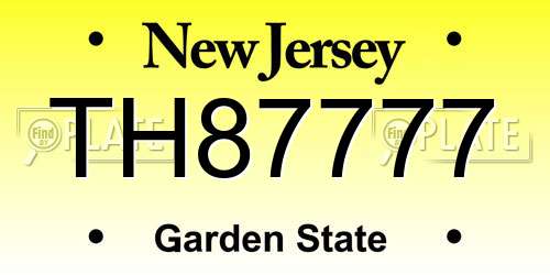 TH87777 New Jersey License Plate
