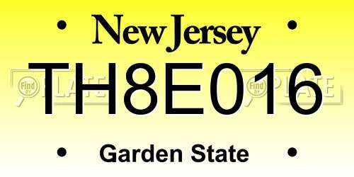 TH8E016 New Jersey License Plate
