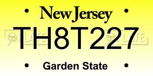 TH8T227 New Jersey License Plate