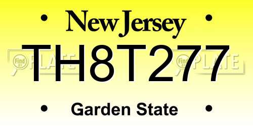 TH8T277 New Jersey License Plate