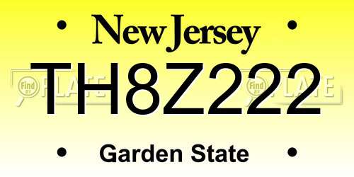 TH8Z222 New Jersey License Plate
