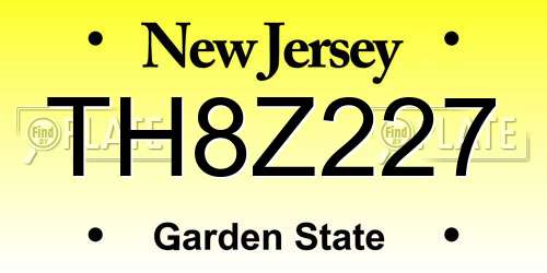 TH8Z227 New Jersey License Plate