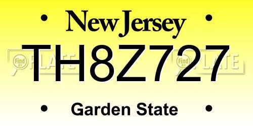 TH8Z727 New Jersey License Plate