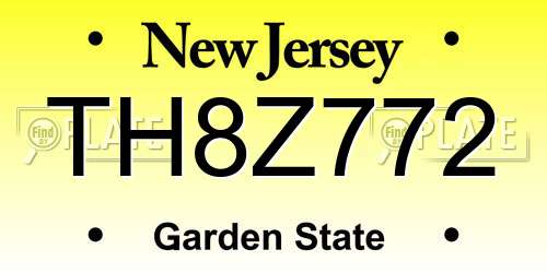 TH8Z772 New Jersey License Plate