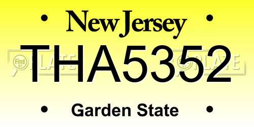 THA5352 New Jersey License Plate