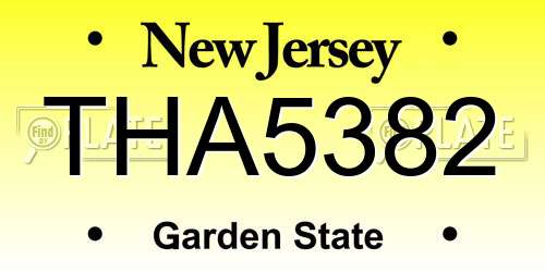 THA5382 New Jersey License Plate