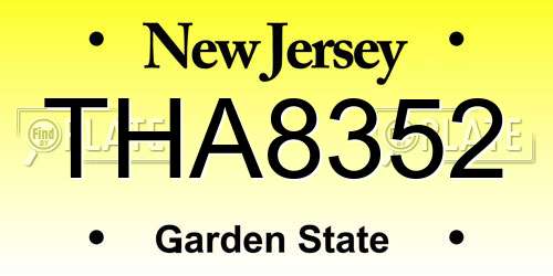 THA8352 New Jersey License Plate