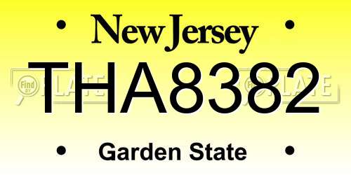 THA8382 New Jersey License Plate