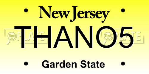 THANO5 New Jersey License Plate