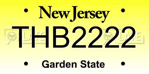 THB2222 New Jersey License Plate